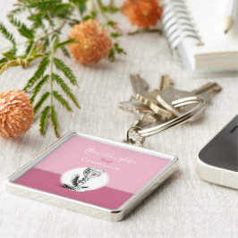 Granddotter First Communion Rosa, Chalice Fyrkantig Silverfärgad Nyckelring