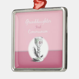 Granddotter First Communion Rosa, Chalice Julgransprydnad Metall