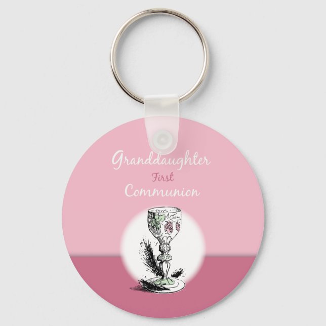 Granddotter First Communion Rosa, Chalice Nyckelring (Framsida)