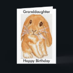 Granddotter Grandson Rabbit-födelsedagspressen per Kort<br><div class="desc">Jag har skapat detta vackra kort med min ursprungliga vattenfärgsgrafik av en söt kanin som är förtjust i ryggen.  Du kan anpassa den,  inklusive versen.  Ta en titt på mina matchande föremål i mina kaninavdelningar.</div>