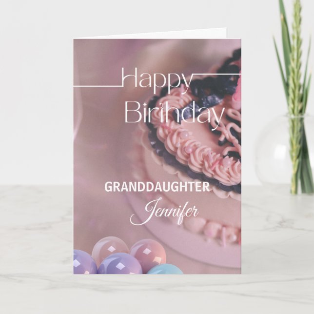 Granddotter Grattis på födelsedagen Balloon Cake Kort (Framsida)