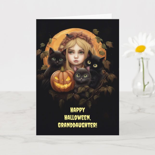 Granddotter Happy halloween Anpassningsbar Text me Kort (Liten växt)