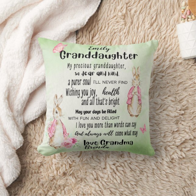 Granddotter Kärlek Rabbit Anpassningsbar Dikt Add  Kudde (Filt)