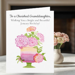 Granddotter Lila Nejlikor Januari Födelsedag Kort
