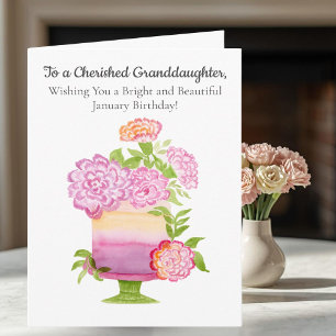 Granddotter Lila Nejlikor Januari Födelsedag Kort