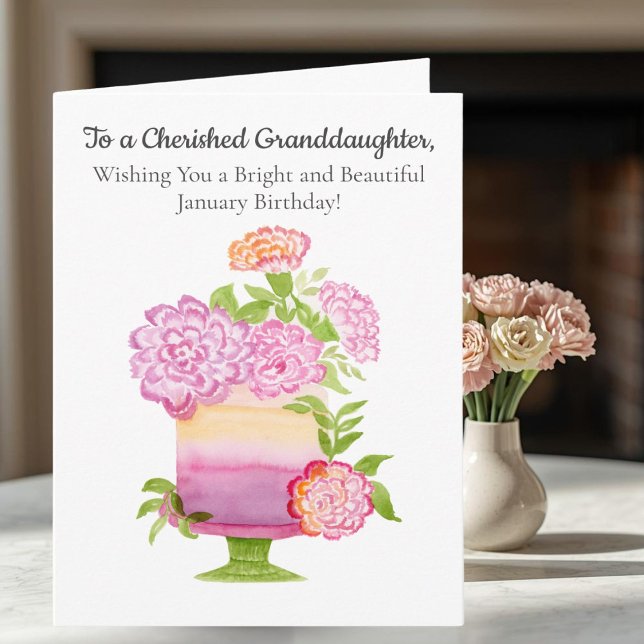 Granddotter Lila Nejlikor Januari Födelsedag Kort (Skapare uppladdad)