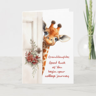 Granddotter Lycka till College Giraffe Peaking Kort