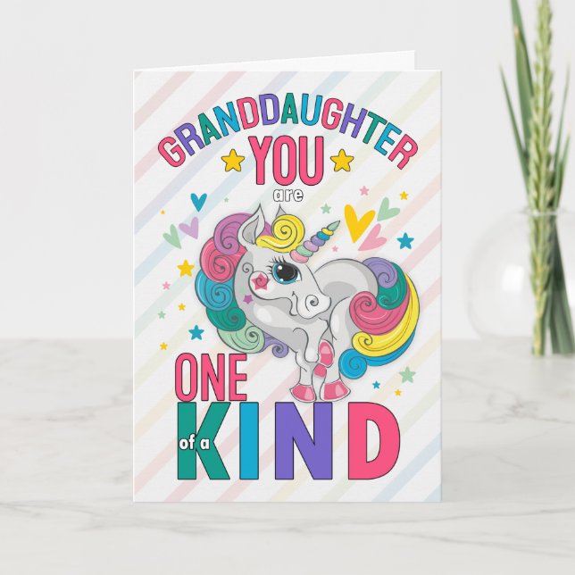 Granddotter Rainbow Unicorn Valentine Helgkort (Framsida)
