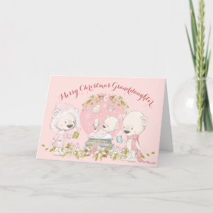Granddotter Snö Globe Rosa Blommigt Cute Helgkort