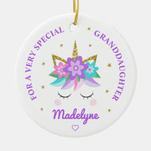 Granddotter Unicorn Lila blommor Personlig