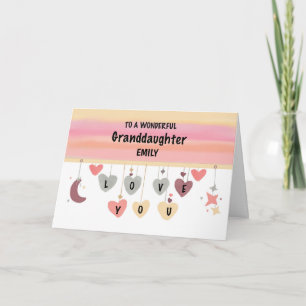 Granddotter Valentine Hearts Måne Stars Kort