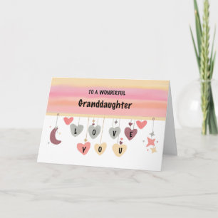 Granddotter Valentine Kärlek Hearts Måne Stars Kort