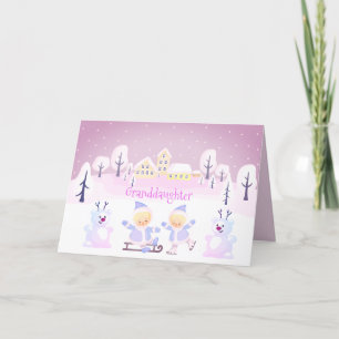 Granddotters Cute Rosa Girly Watercolor Paeing Helgkort