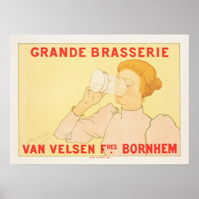 Grande Brasserie Belgium Beer Brewery Old Advert Poster (Framsidan)