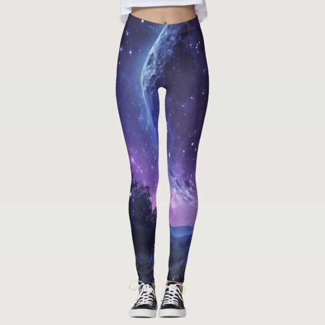 Grande Lune 🌕 Nuit Étoilée Magique Leggings (Framsida)