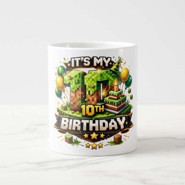 Grande Tasse 10th Birthday Pixel Jumbo Mugg (Framsidan)