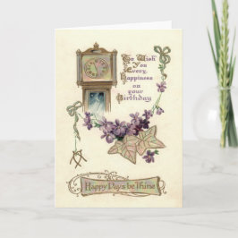 Grandfather Clock Glöm-Me-Not Löv Kort