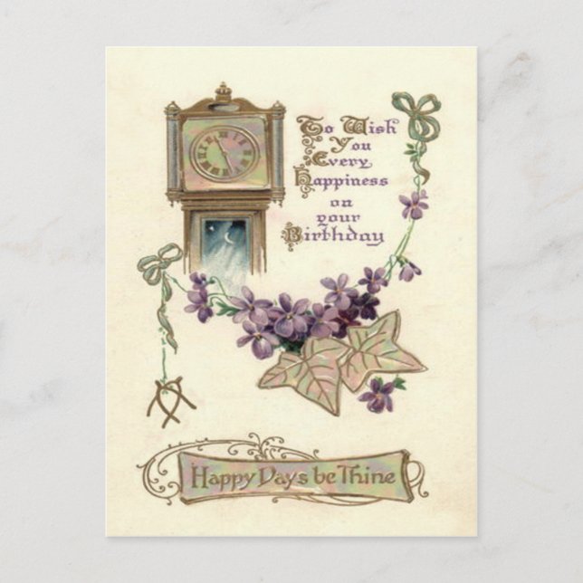 Grandfather Clock Glöm-Me-Not Löv Vykort (Framsida)