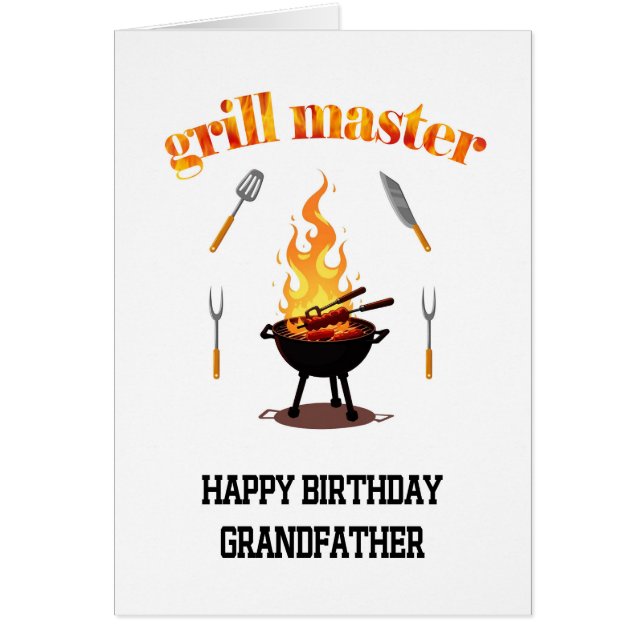 Grandfather Grill Master Birthday Hälsningskort (Framsidan)