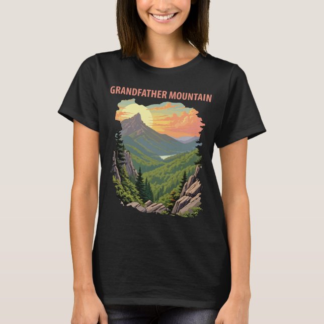 Grandfather Mountain NC Retro Resa T Shirt (Framsida)