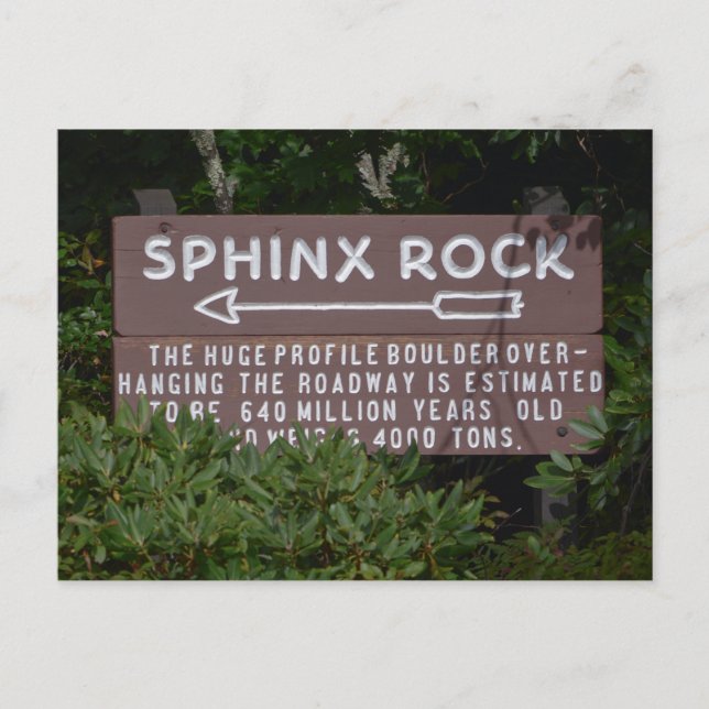 Grandfather Mountain Sphinx Sten Sign Travel Photo Vykort (Framsida)