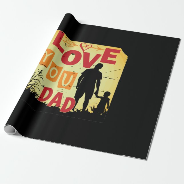 Grandfather-offerter | Kärlek You Pappa Presentpapper (Utrullad)