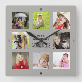 Grandfather PHOTO Collage Gift Fyrkantig Klocka