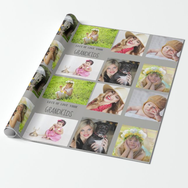 Grandfather PHOTO Collage Gift Presentpapper (Utrullad)