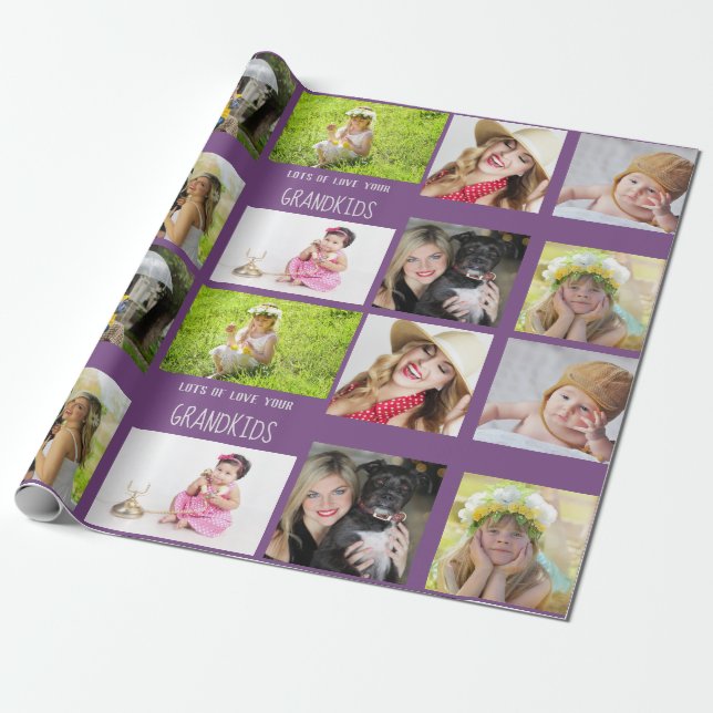 Grandfather PHOTO Collage Gift Presentpapper (Utrullad)