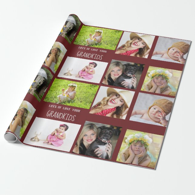 Grandfather PHOTO Collage Gift Presentpapper (Utrullad)