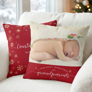 Grandföräldrar Baby First jul Snöflingor Photo Kudde