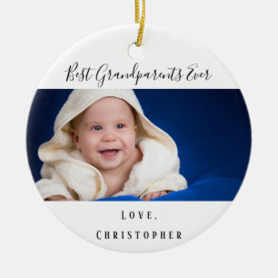 Grandföräldrar baby, fotobarnbarn julgransprydnad keramik