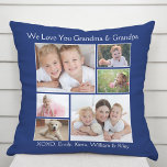 Grandföräldrar Photo Collage Blue Kudde<br><div class="desc">Fira de bästa morföräldrarna med den här anpassningsbarna blå fotokudden med sex fotosamlingar av deras barnbarn, familjemedlemmar, husdjur osv., "I Kärlek You" eller "We Kärlek You", och hur de bemöts med "Grandma & Grandpa", "Mamma Mamma & Pop Pop" osv. Du kan också lägga till barnbarnbarnbarns namn i elegantens vita typografi....</div>