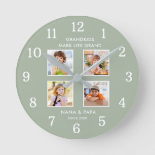 Grandkids gör livet fantastiskt 4 Foto Collage Sag Rund Klocka