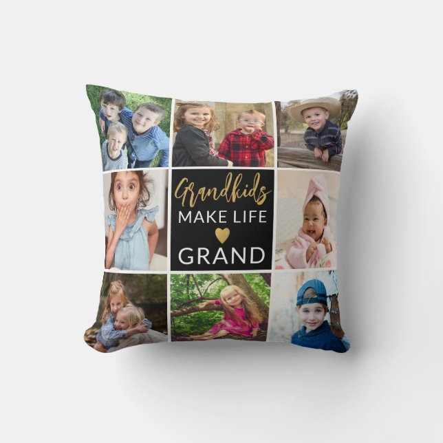 Grandkids Make Life Grand 9 Photo Collage  Kudde (Framsida)