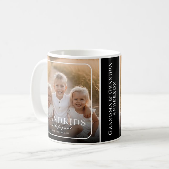 Grandkids Make Life Grand Custom Photo Grandparent Kaffemugg (Framsida vänster)