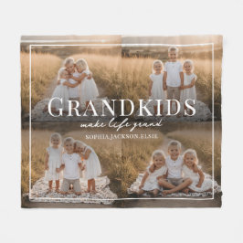 Grandkids Make Life Grand Grandparent Gift Photo Fleecefilt