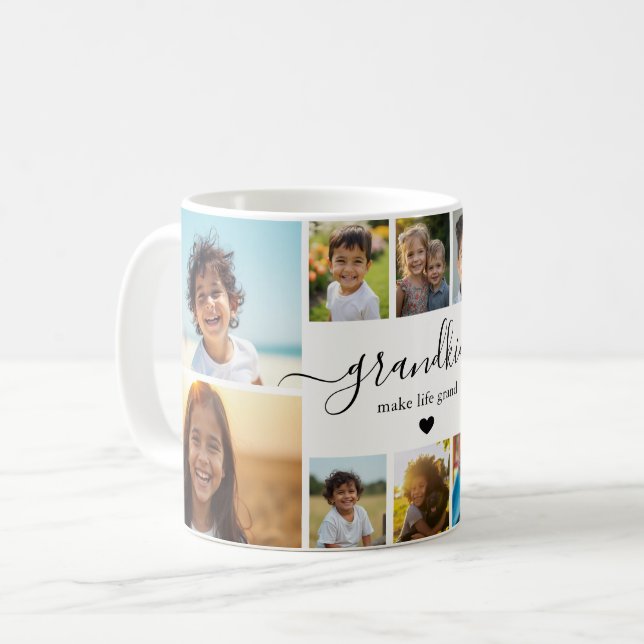 Grandkids Make Life Grand Photo Collage Kaffemugg (Framsida vänster)