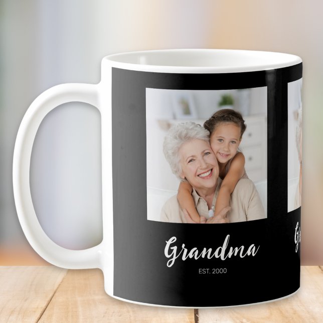 Grandm Established Script Svart 3 Foto Kaffemugg (Skapare uppladdad)