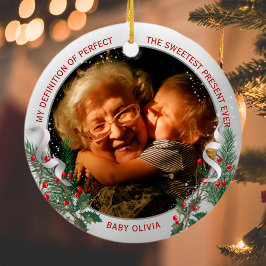 Grandma 1:a julen Classic Silver Plant Ram Julgransprydnad Keramik