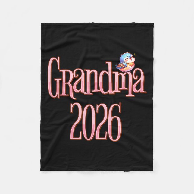 Grandma 2026 Cute Bird New Grandma Pregnancy Revea Fleecefilt (Framsidan)