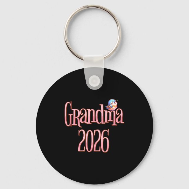 Grandma 2026 Cute Bird New Grandma Pregnancy Revea Nyckelring (Framsida)