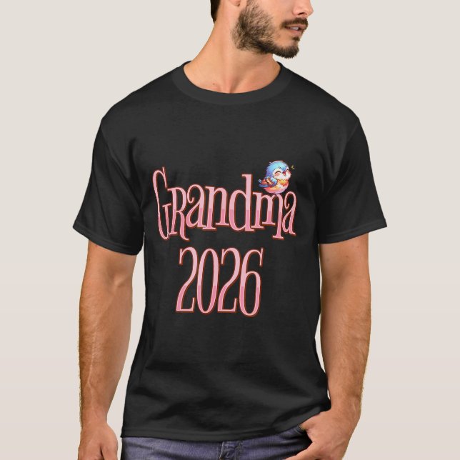 Grandma 2026 Cute Bird New Grandma Pregnancy Revea T Shirt (Framsida)