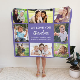 Grandma 8 Photo Collage Lila Fleecefilt