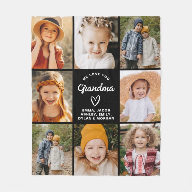 Grandma 8-Photo Collage Text Gift-Personlig Fleecefilt (Framsidan)