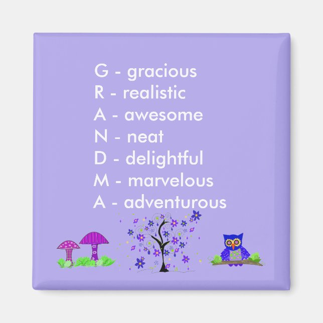 Grandma Acrostic Magnet (Framsidan)