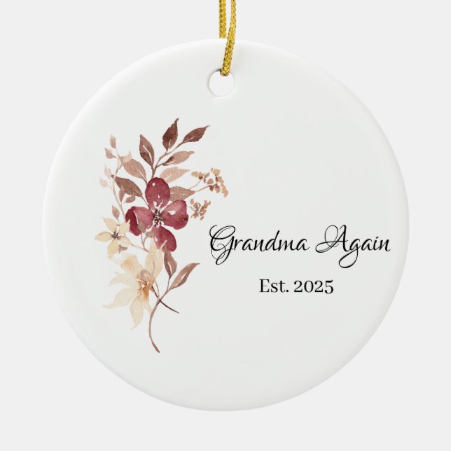 Grandma Again  Est. Year  Julgransprydnad Keramik (Framsidan)
