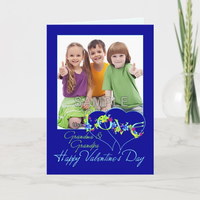 Grandma and Grandpa Valentine Photo Greeting Card Helgkort (Framsida)