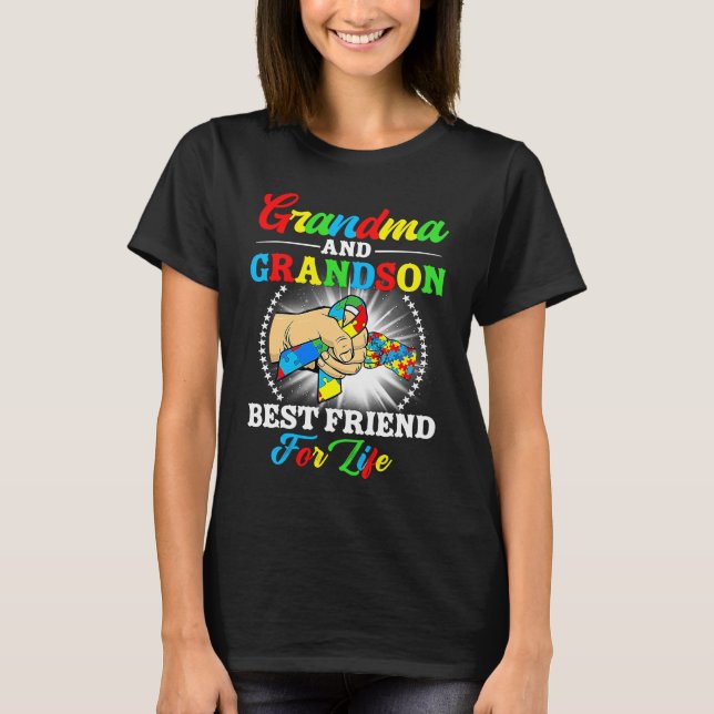 Grandma And Grandson Best Friend For Life Autism A T Shirt (Framsida)