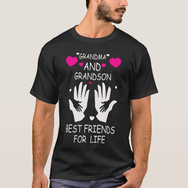 Grandma and Grandson Best Friends for Life retro T Shirt (Framsida)